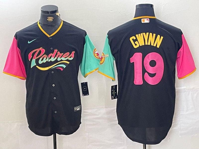 Men San Diego Padres #19 Gwynn Black City Edition 2024 Nike MLB Jersey style 11->san diego padres->MLB Jersey